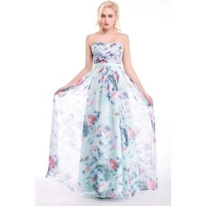 Grace Karin formal dress size 12 NEW WITH TAGS mint green with florals sheer
